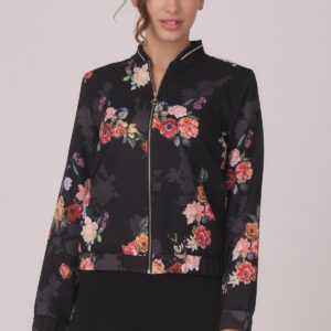 Floral printed bomber jacket