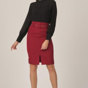 Slit skirt with belt